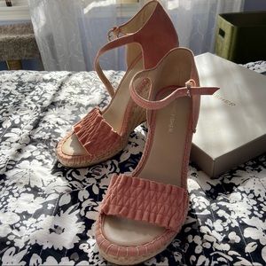 Marc Fisher Soft Rose Pink Wedges with Adjustable Strap